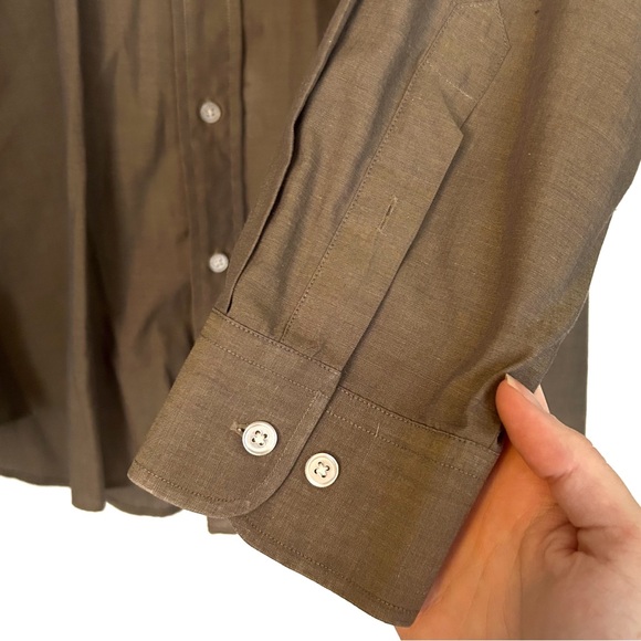 Geoffrey Beene Men’s Taupe Button Down Dress Shirt Collared Pocket Size 34 17” - Picture 8 of 10